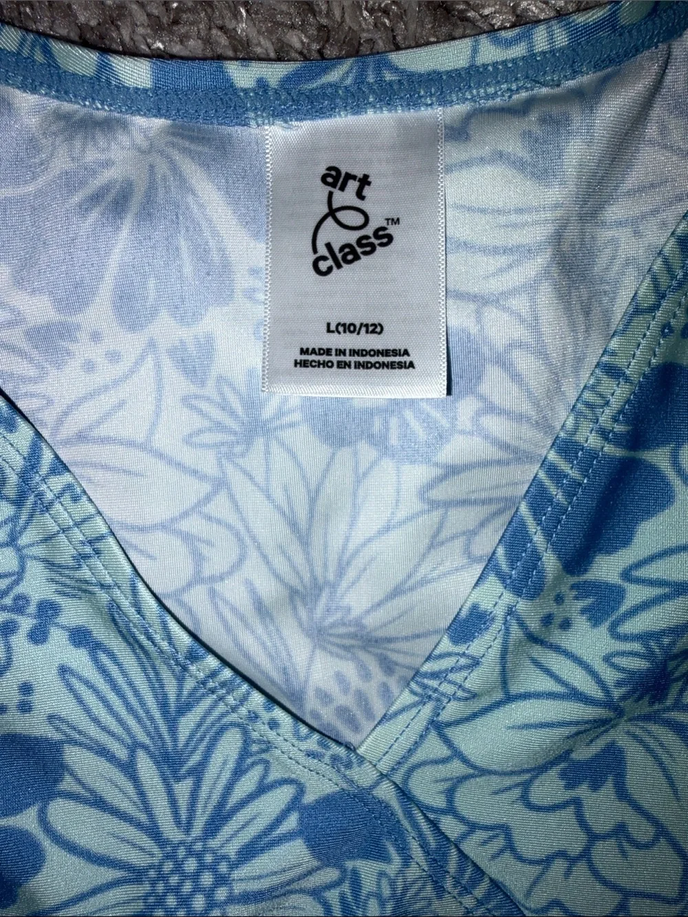 art class Blue Floral Long-Sleeve Wrap Swim Top with Solid Blue Bottoms 10/12